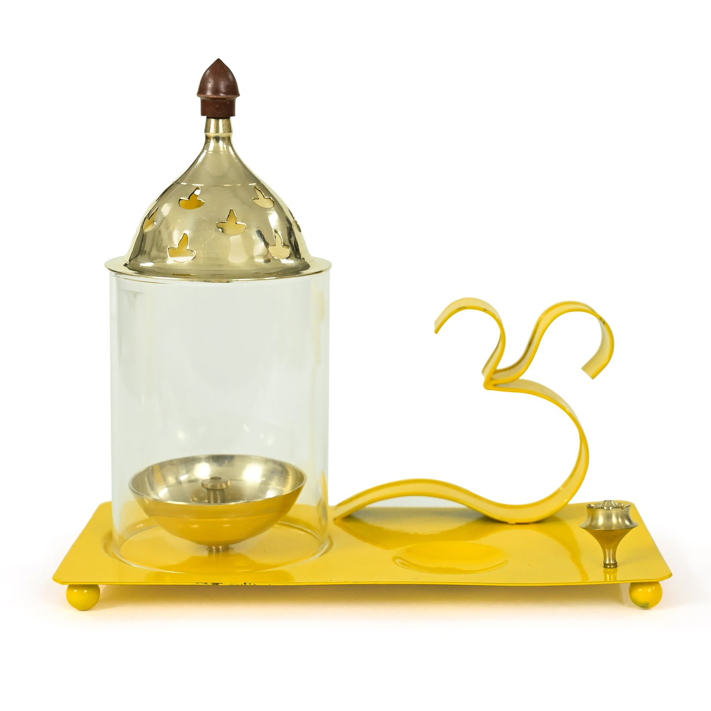 Brass Diya with OM symbol (8.86")