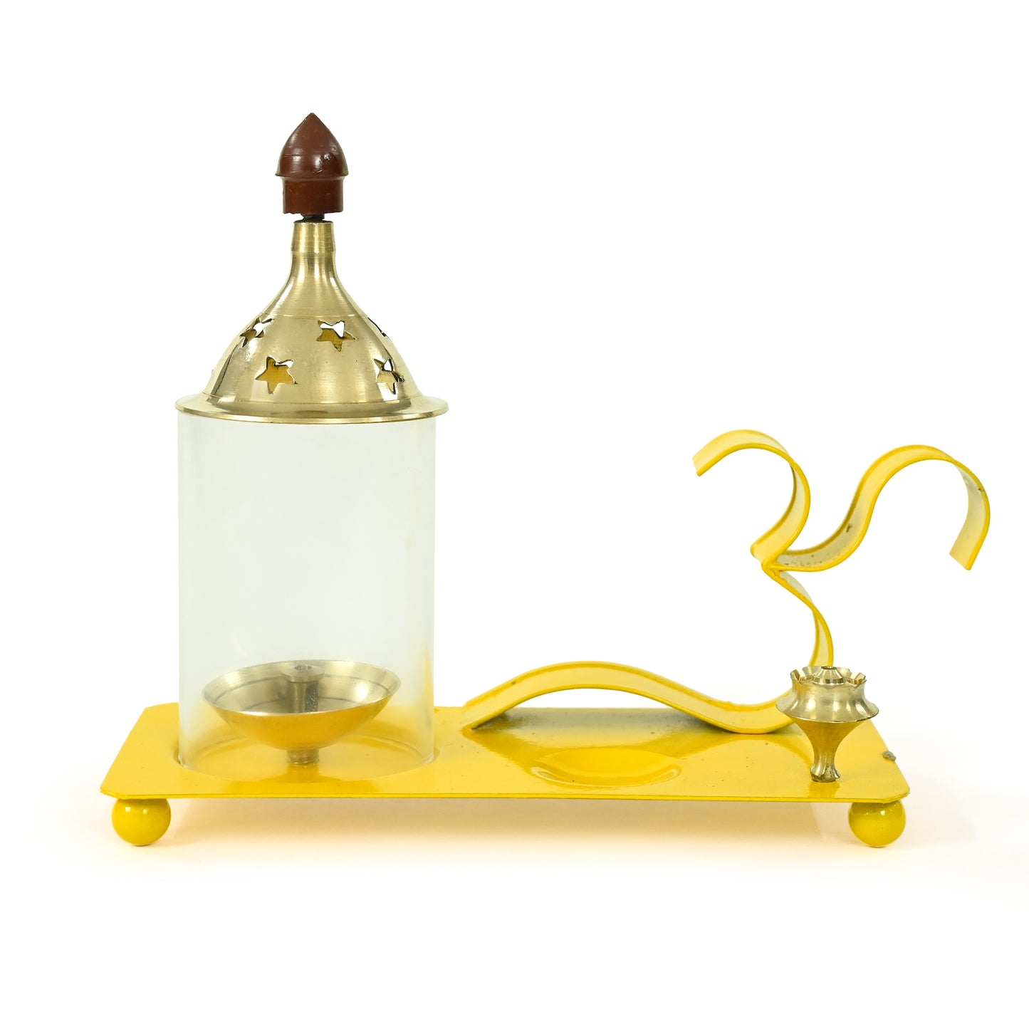 Brass Diya with OM symbol (8.86")