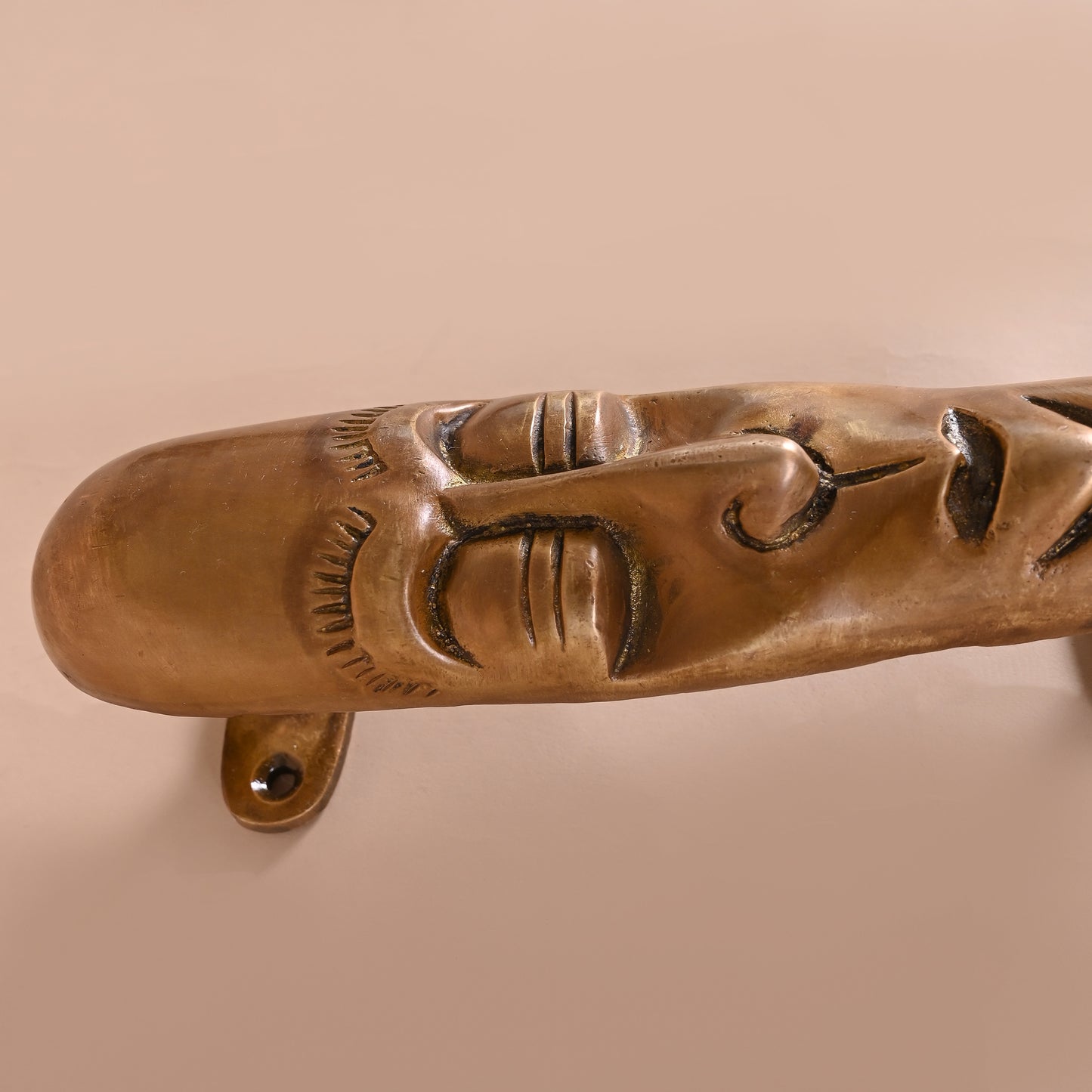 Brass Tribal Man Face Door Handle