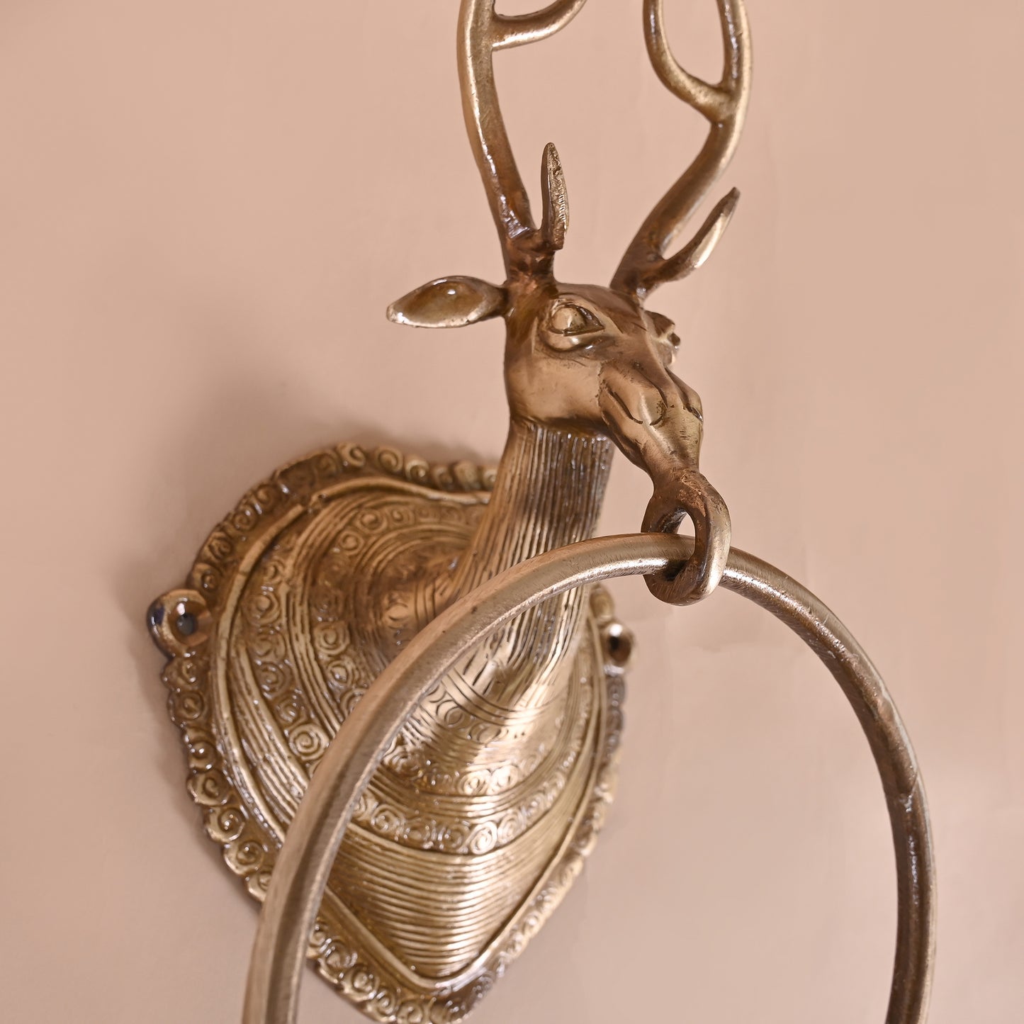 Brass Royal Stag Design Towel Hanger