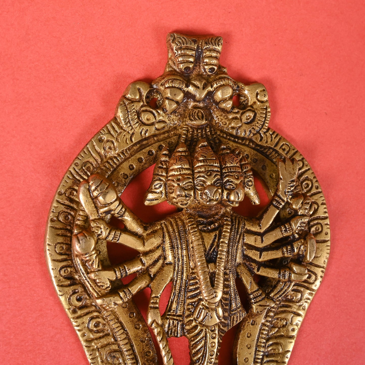 Brass Panchmukhi Hanuman Wall Hanging Idol