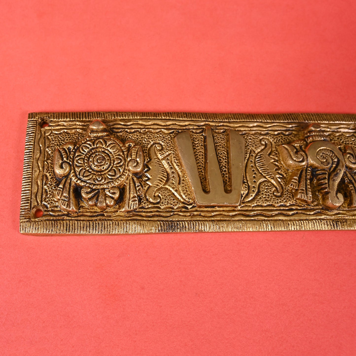 Brass Shankh Chakra Namah Wall Hanging