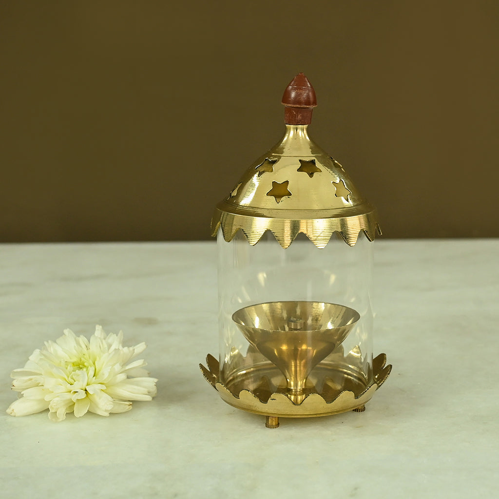 Brass Leaf Tray Diya with Incese Holder