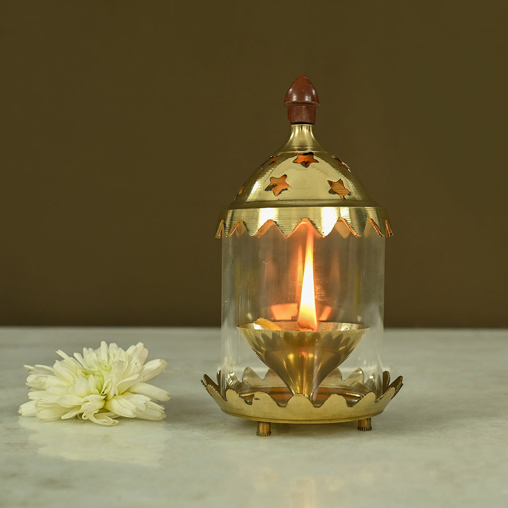 Brass Leaf Tray Diya with Incese Holder
