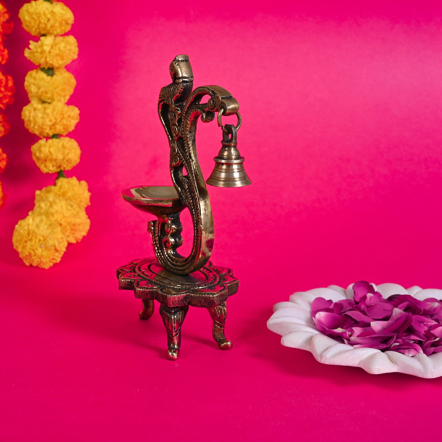 Brass Diya Wih Bell ( 8" )