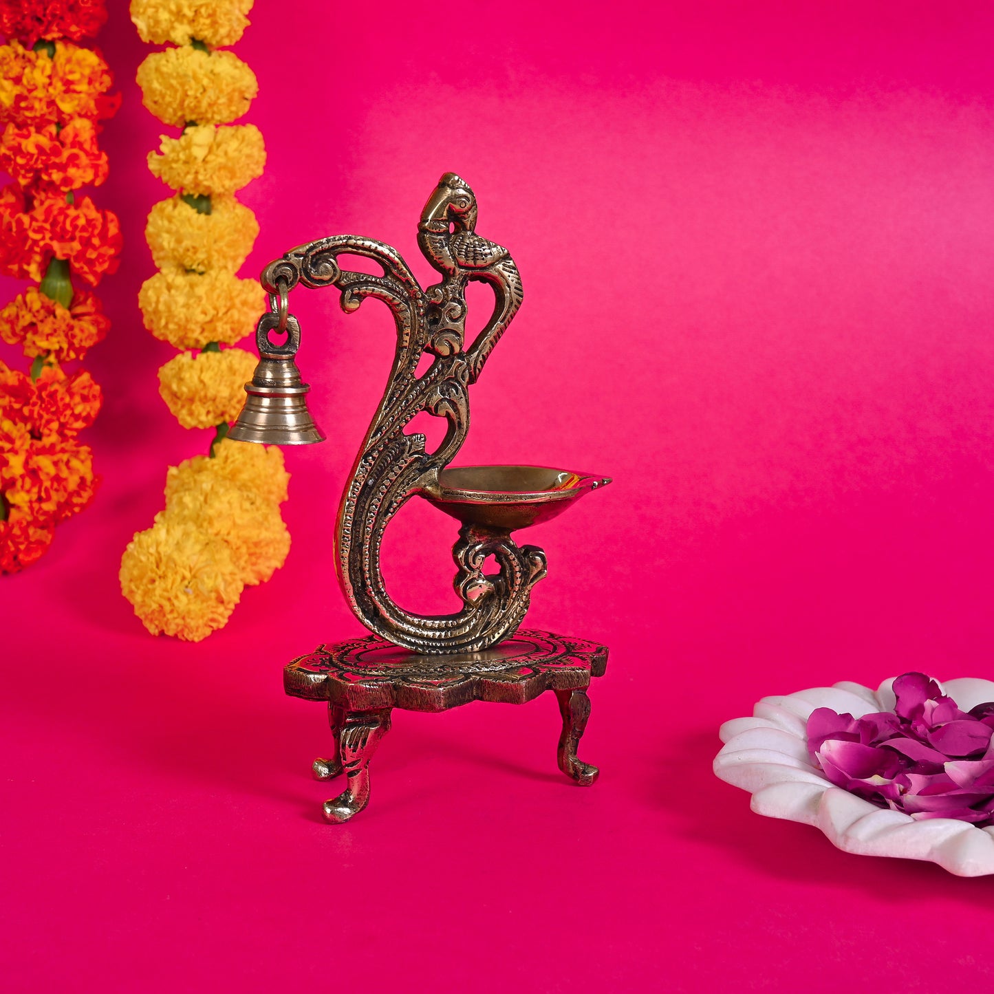 Brass Diya Wih Bell ( 8" )