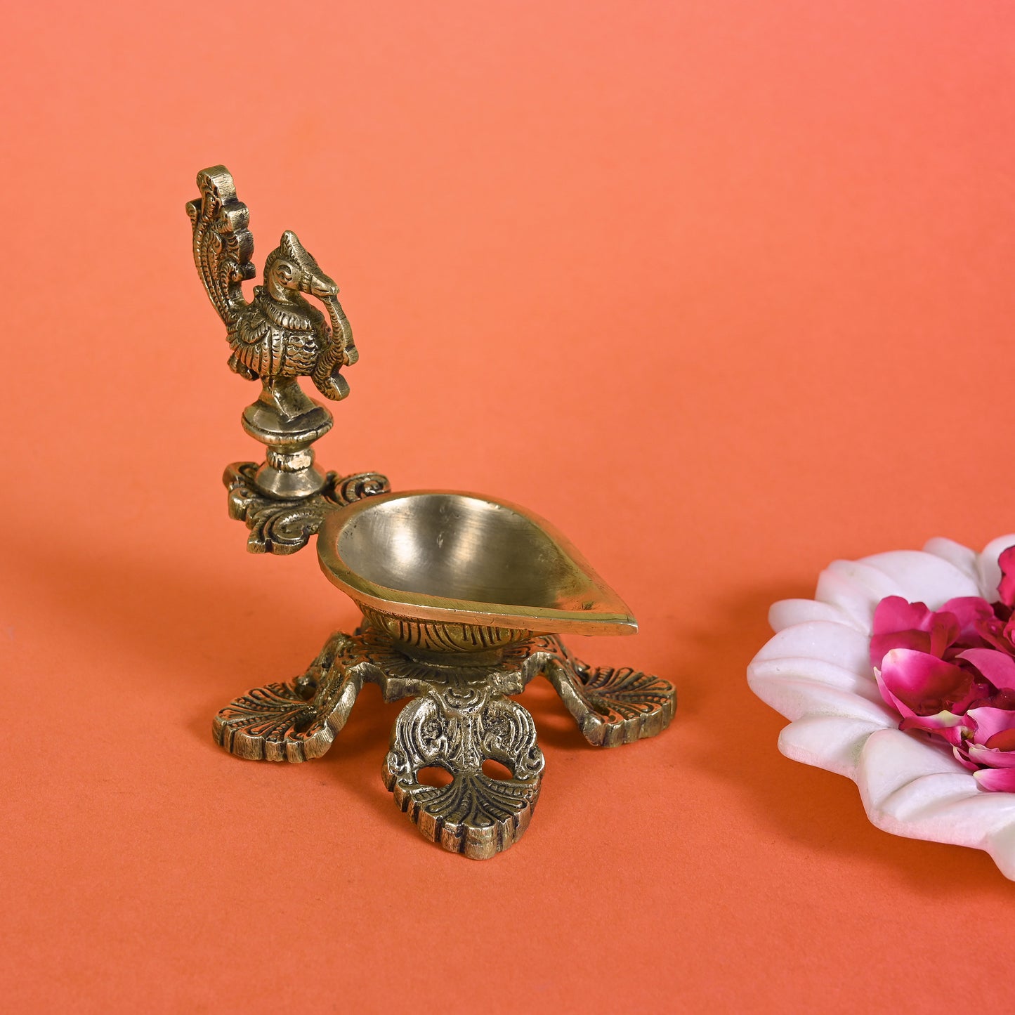 Brass Leaf Diya With Handle ( 5" )