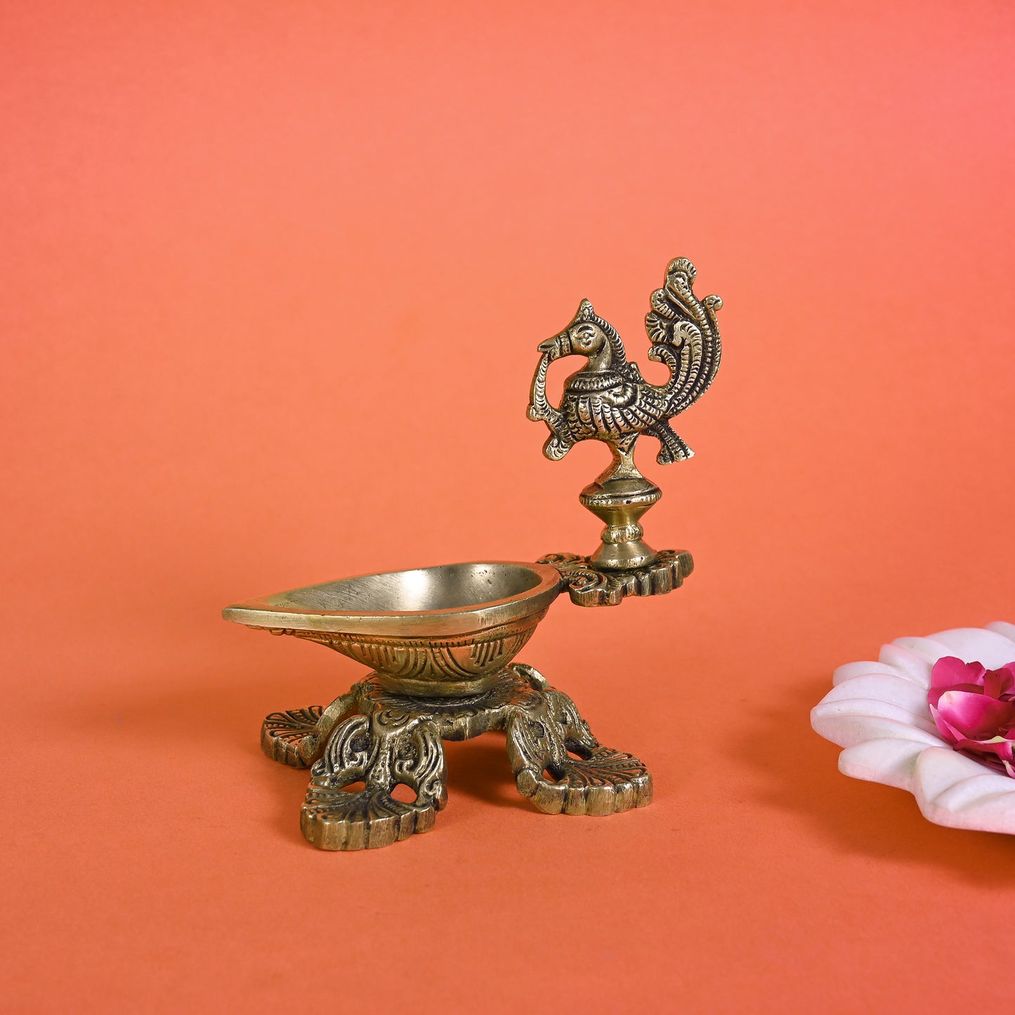 Brass Leaf Diya With Handle ( 5" )