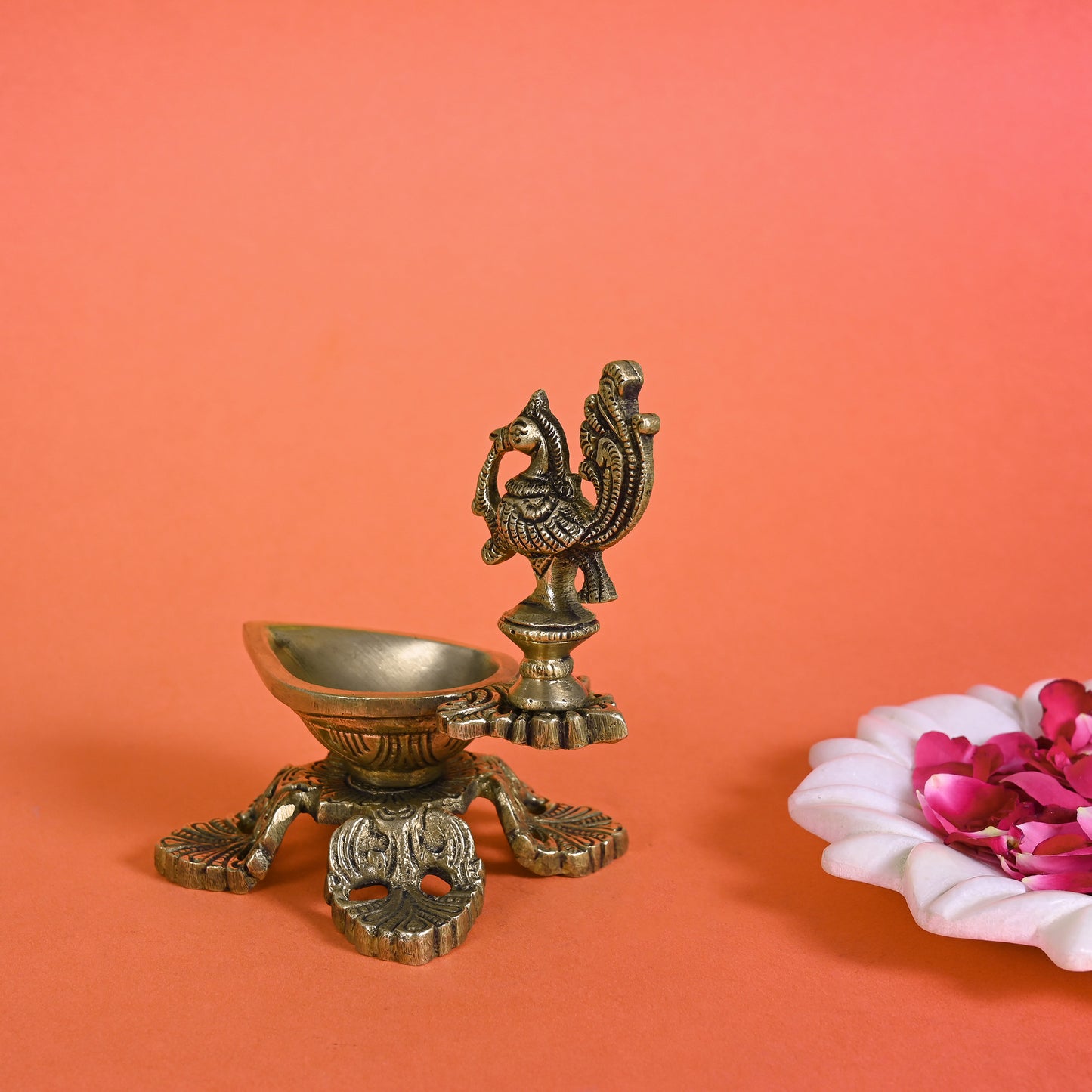 Brass Leaf Diya With Handle ( 5" )