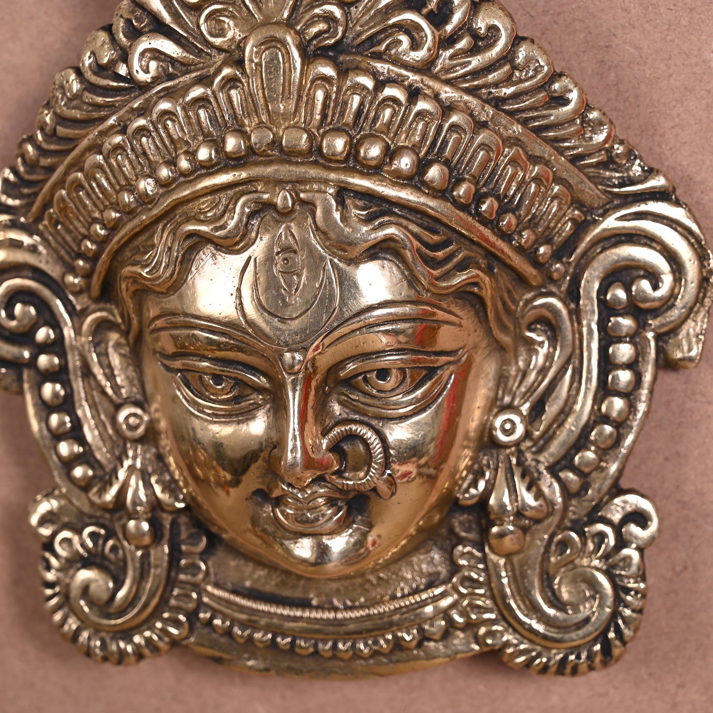 Brass Durga Wall Hanging Mask ( 1" )