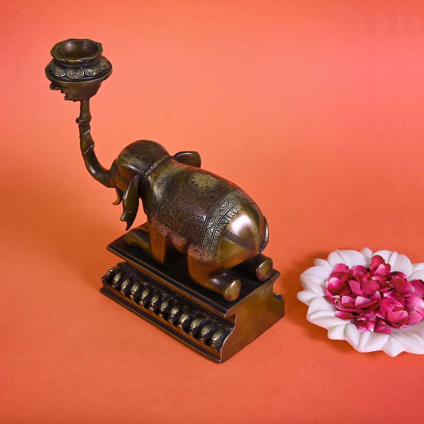 Brass Elephant Diya ( 10" )