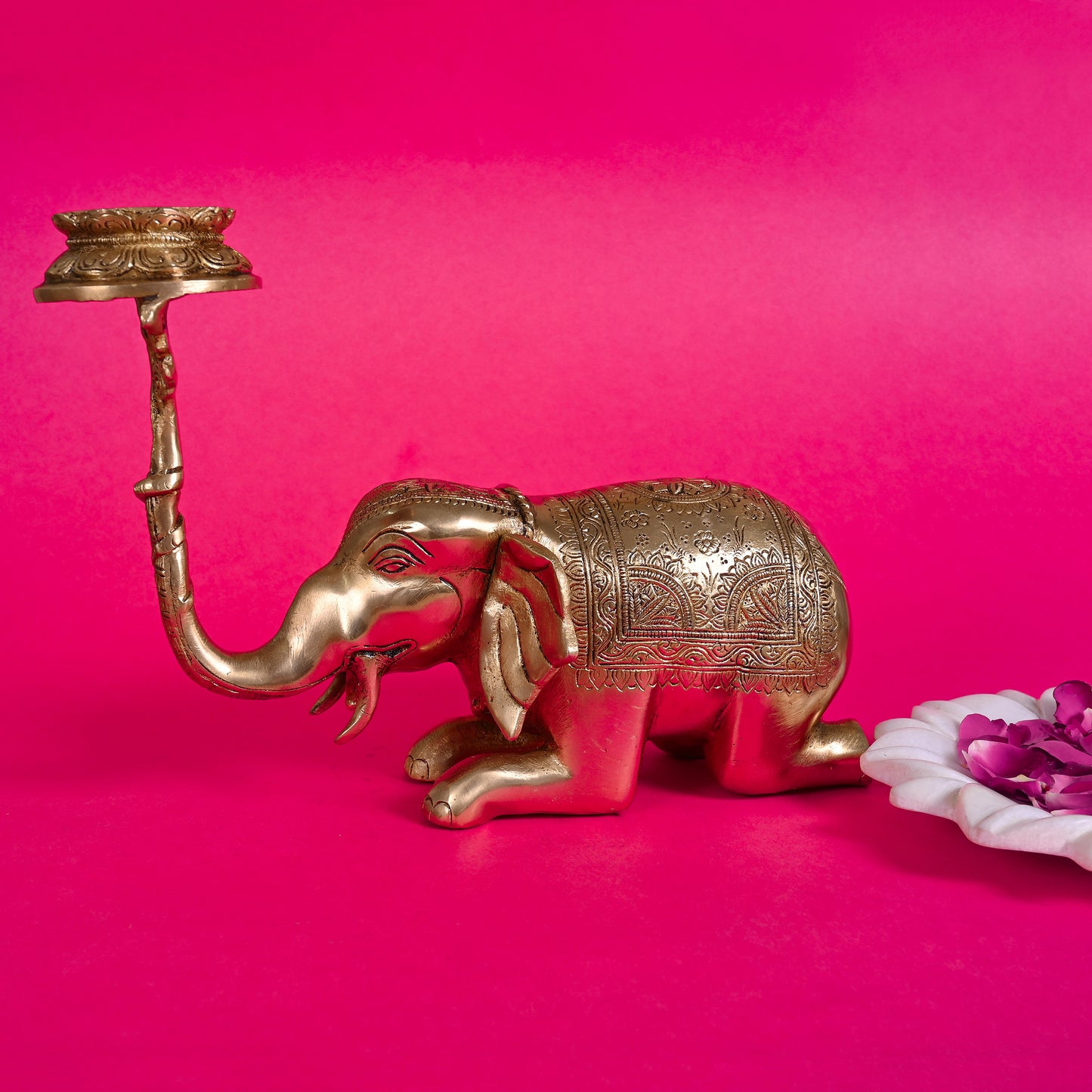 Brass Elephant Diya ( 7.5" )