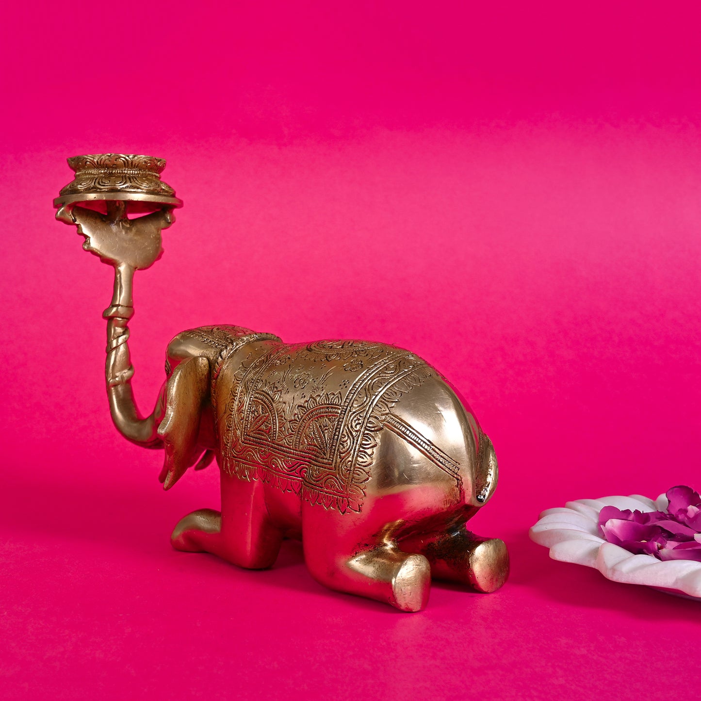 Brass Elephant Diya ( 7.5" )