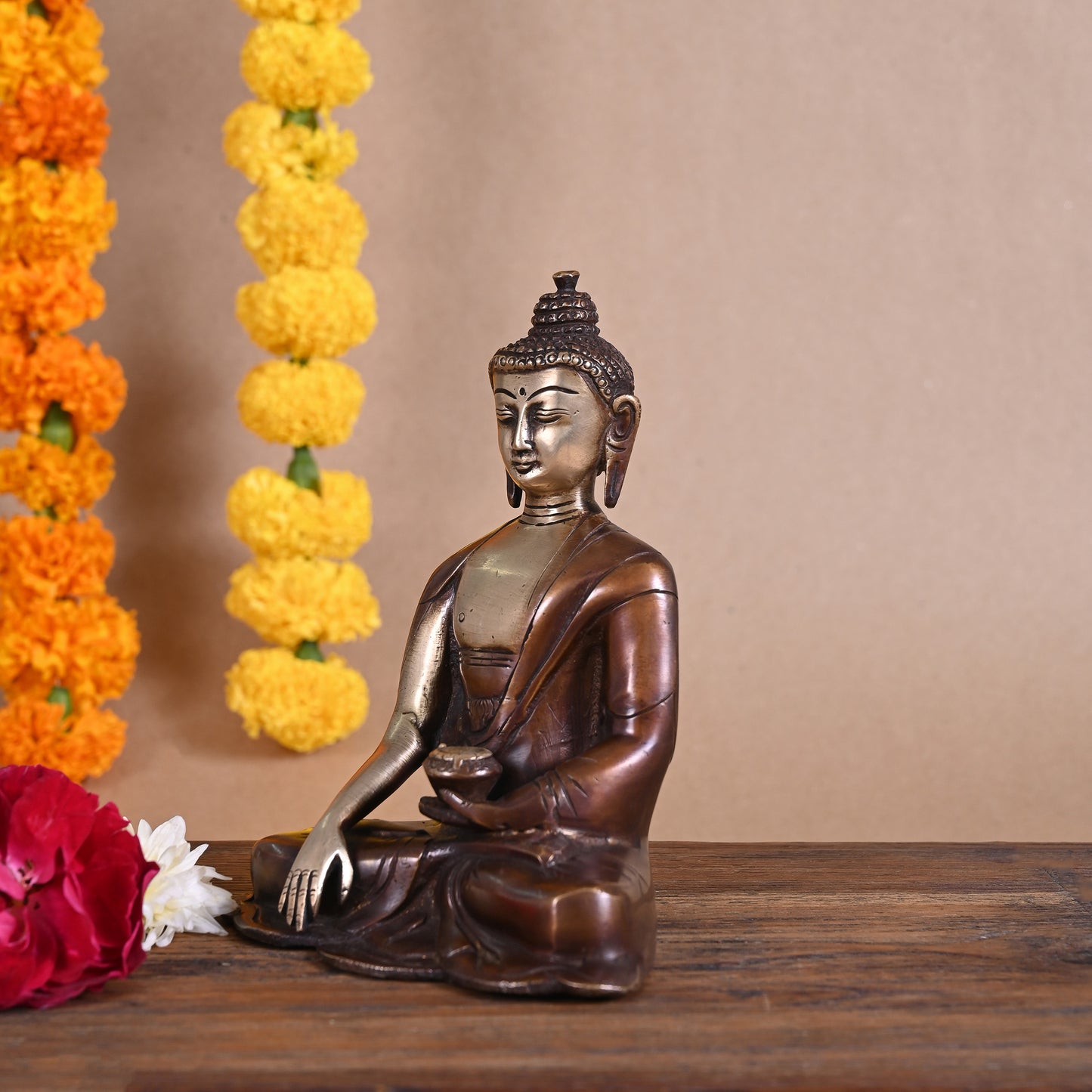 Brass Engraved Meditating Buddha ( 6 " )