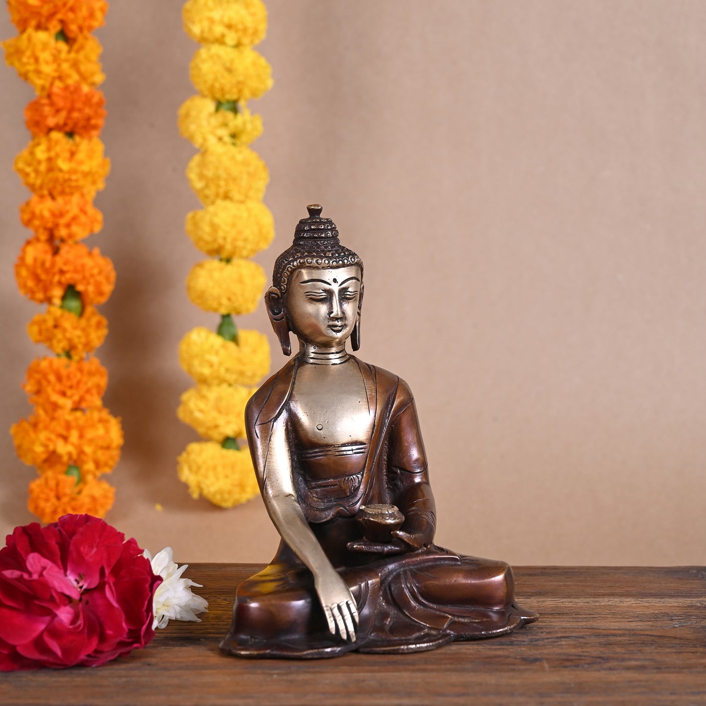 Brass Engraved Meditating Buddha ( 6 " )