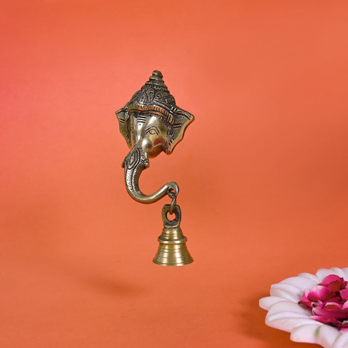 Brass Ganesha Wall Hanging With Bell ( 6" )