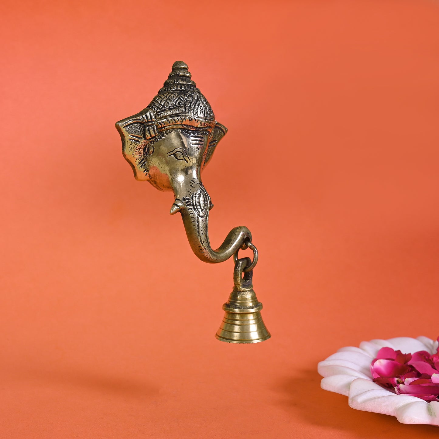 Brass Ganesha Wall Hanging With Bell ( 6" )