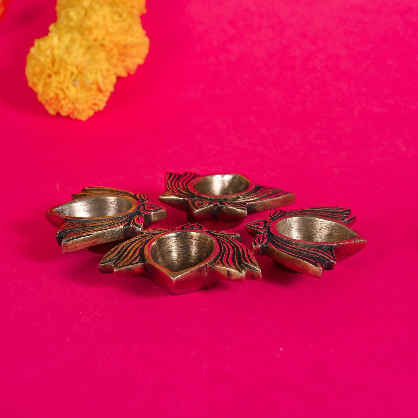 Brass Lotus Diya S/4 ( 1" )