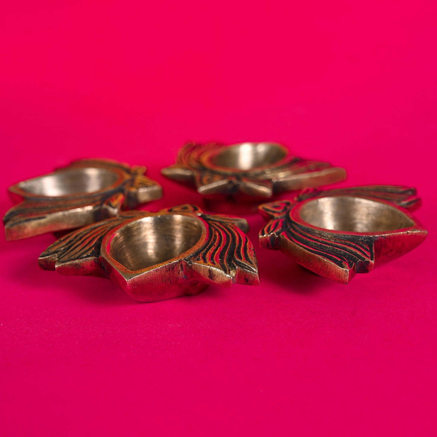 Brass Lotus Diya S/4 ( 1" )
