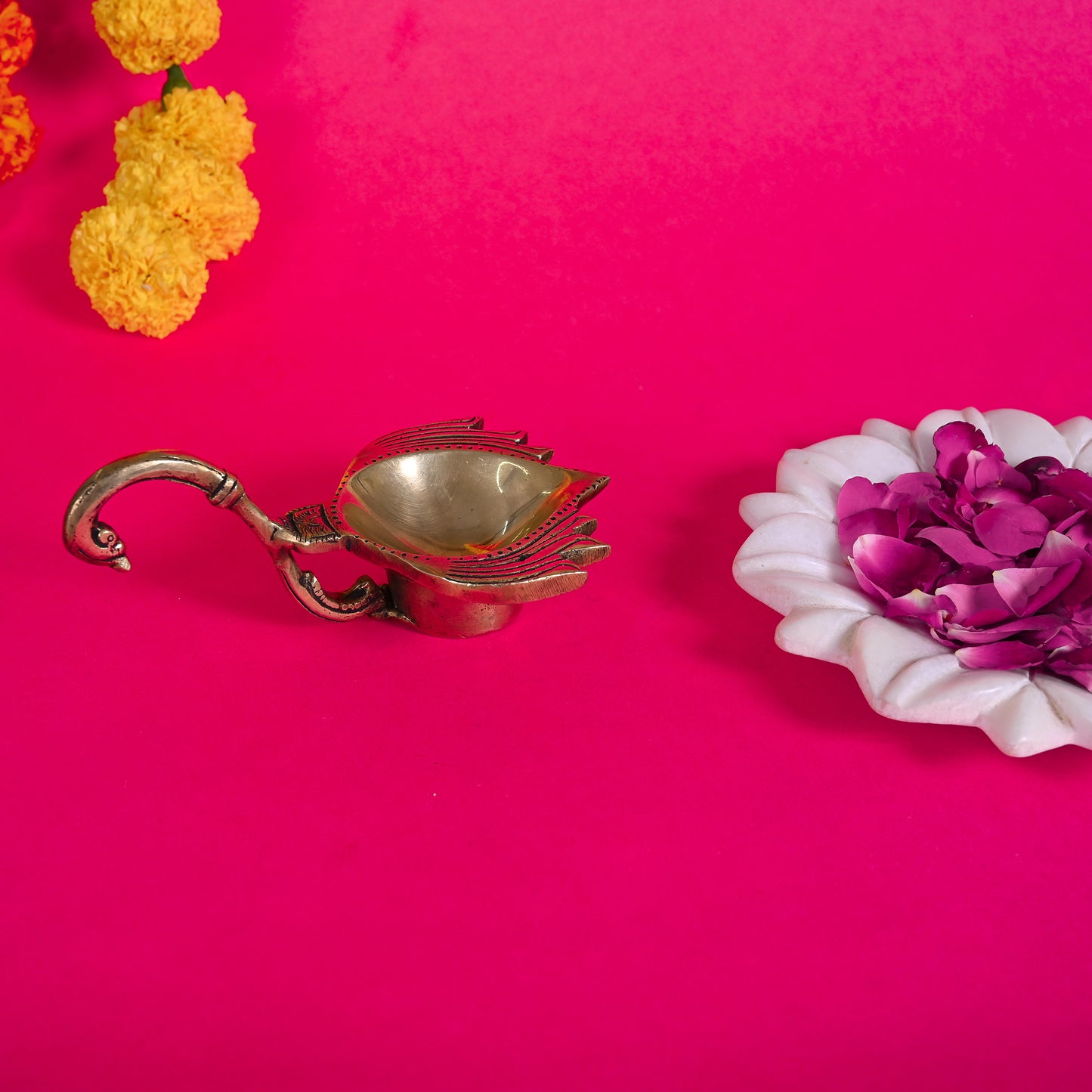 Brass Lotus Diya With Handle ( 2" )
