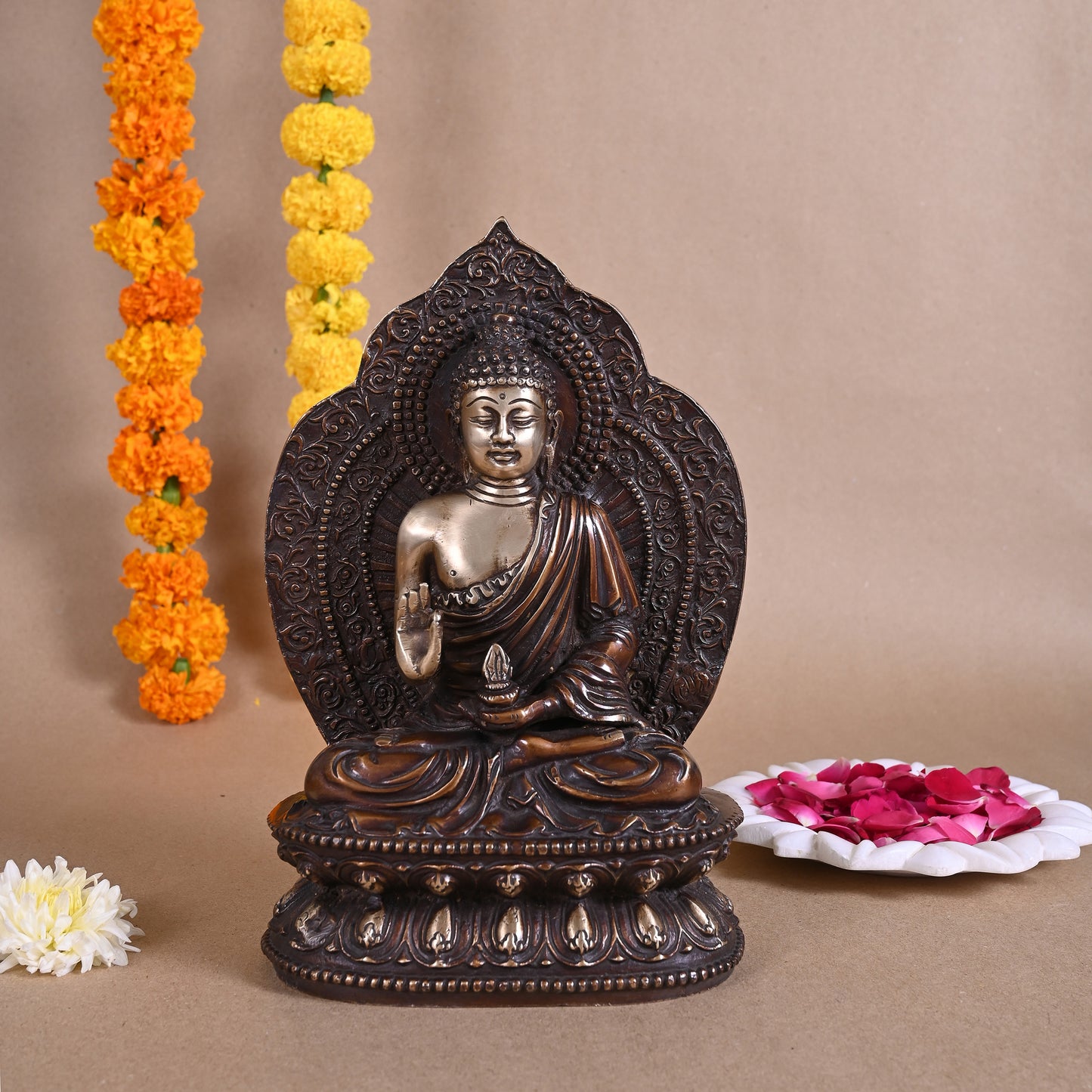 Brass Meditating Buddha (10.5")