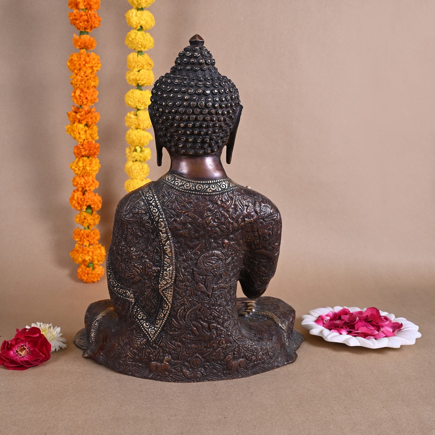 Brass Meditating Buddha Idol ( 15" )