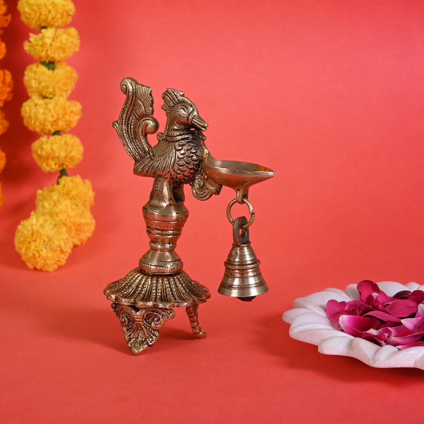 Brass Peacock Diya ( 7" )