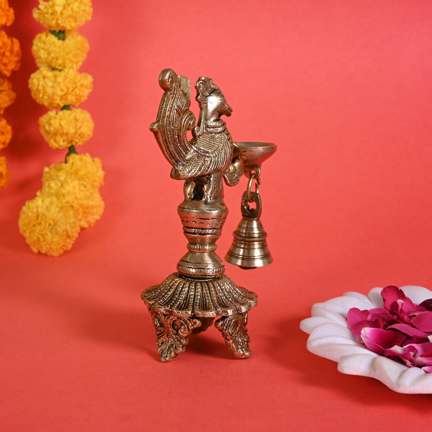 Brass Peacock Diya ( 7" )