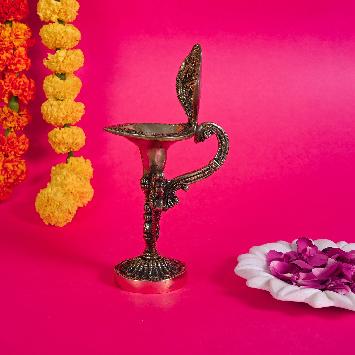 Brass Peacock Diya ( 8.5" )