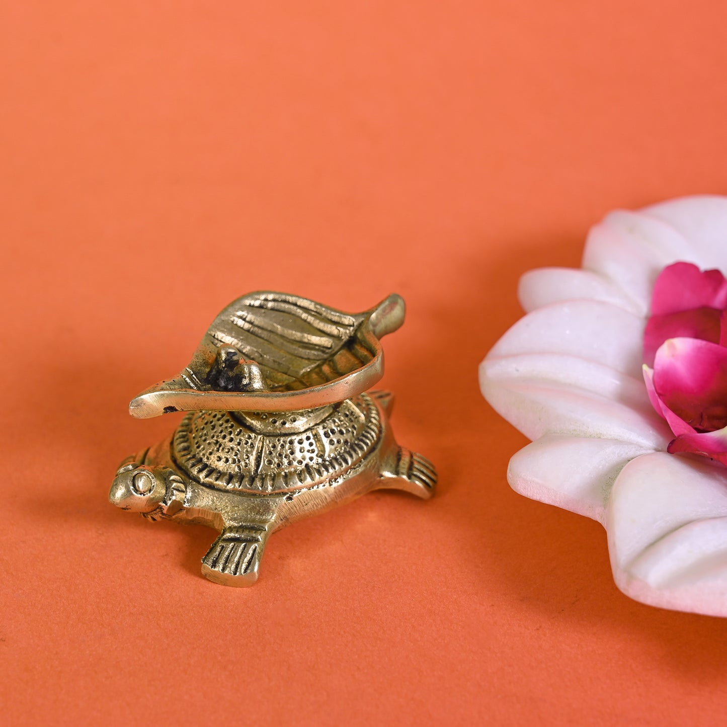 Brass Peepal Leaf Turtle Diya ( 1.5" )