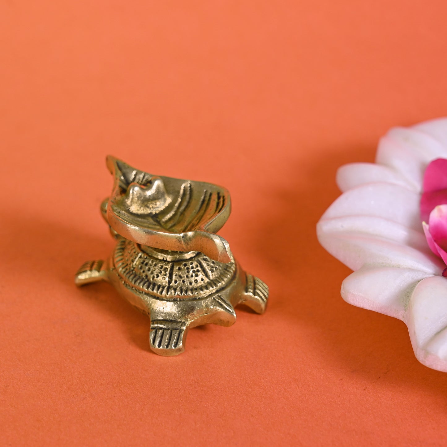Brass Peepal Leaf Turtle Diya ( 1.5" )