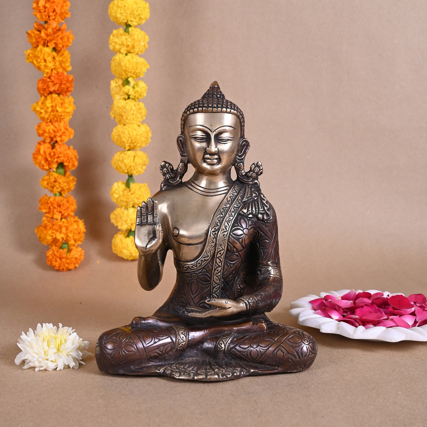 Brass Seated Buddha (10")