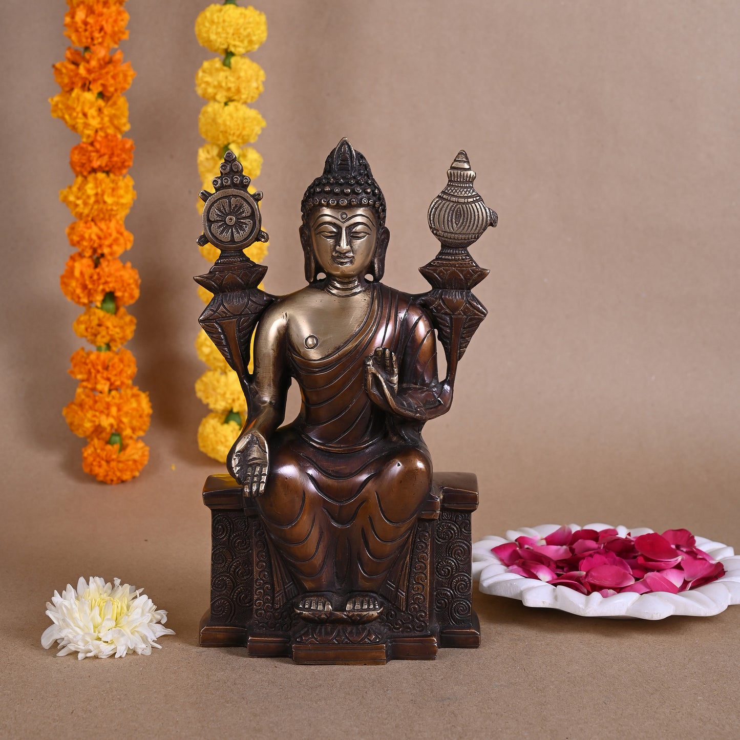 Brass Seated Buddha (10")