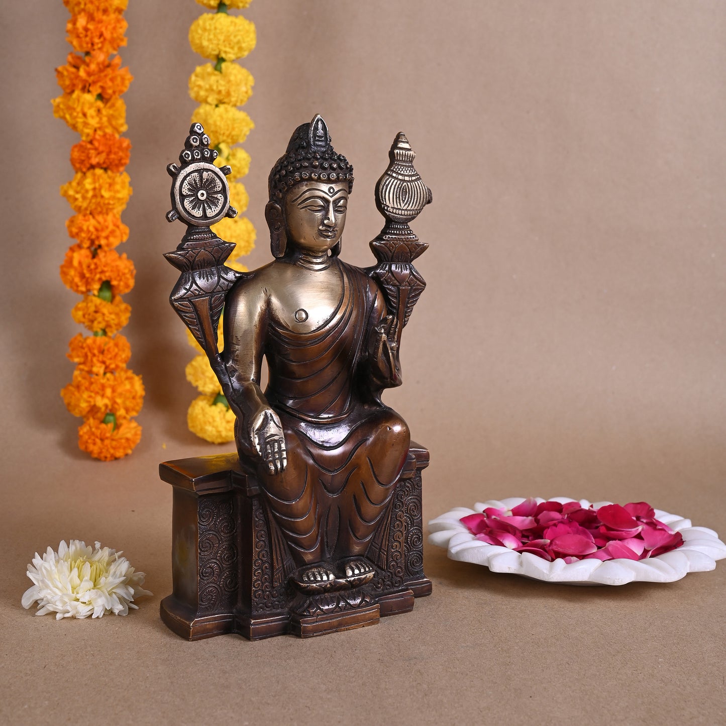 Brass Seated Buddha (10")