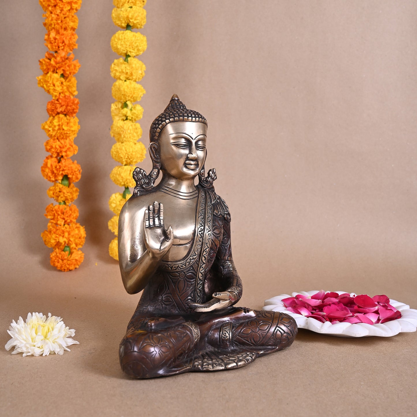 Brass Seated Buddha (10")