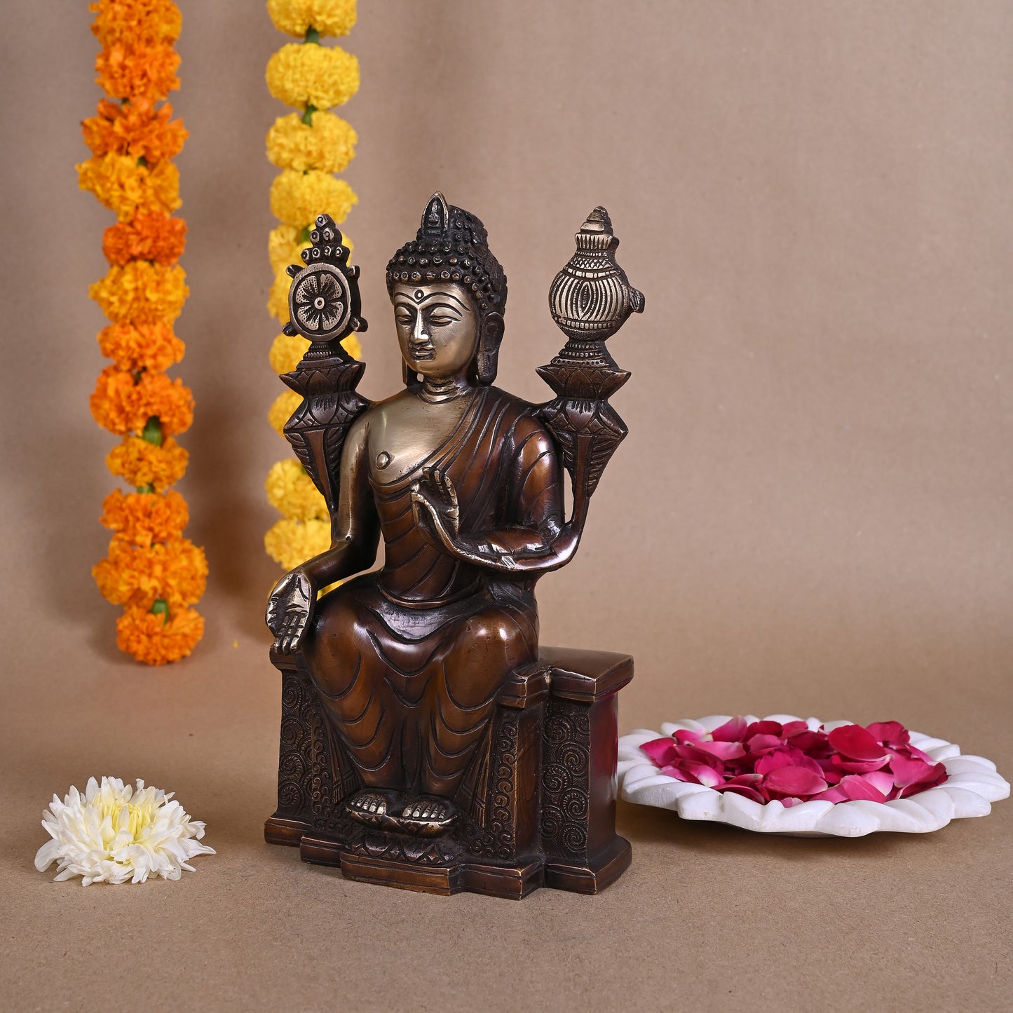 Brass Seated Buddha (10")