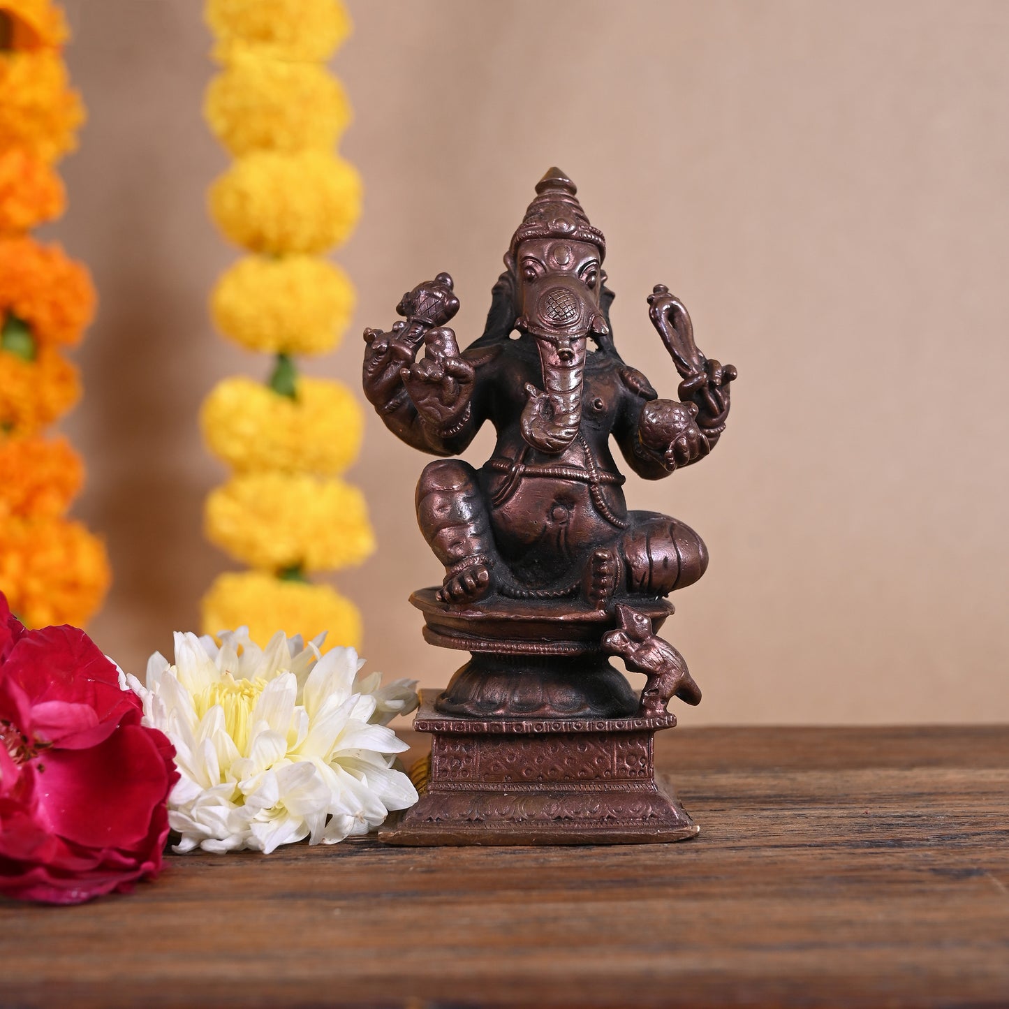 Copper Ganesh Idol ( 4" )
