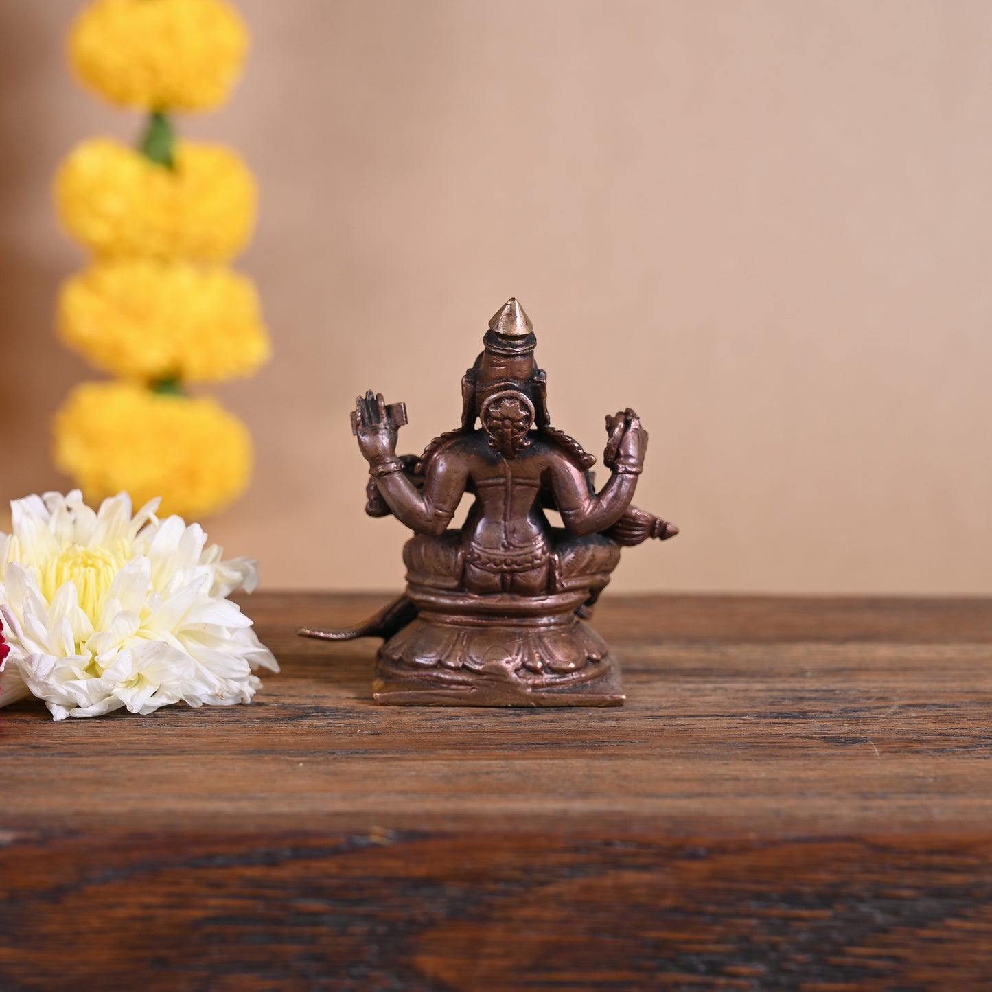 Copper Godess Saraswati Idol ( 3" )