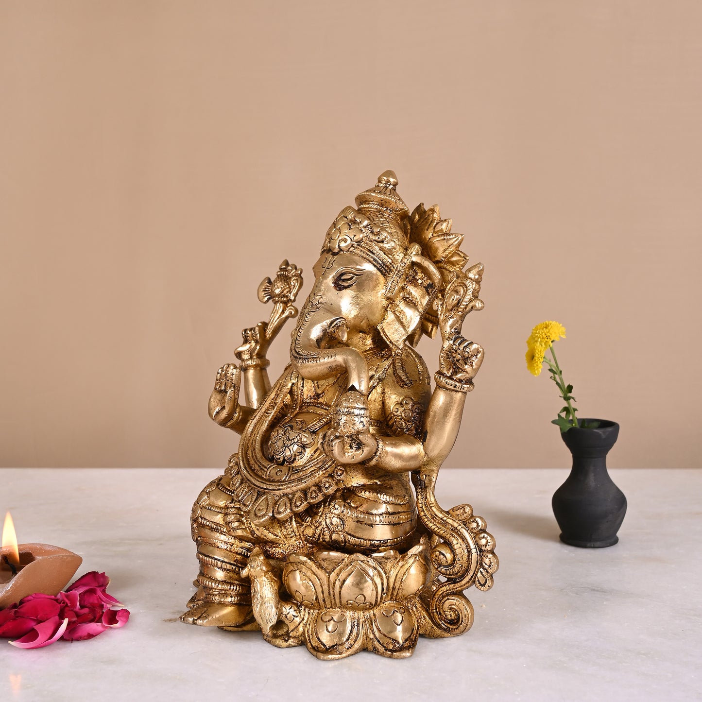 Brass Ganesh Murti (8")