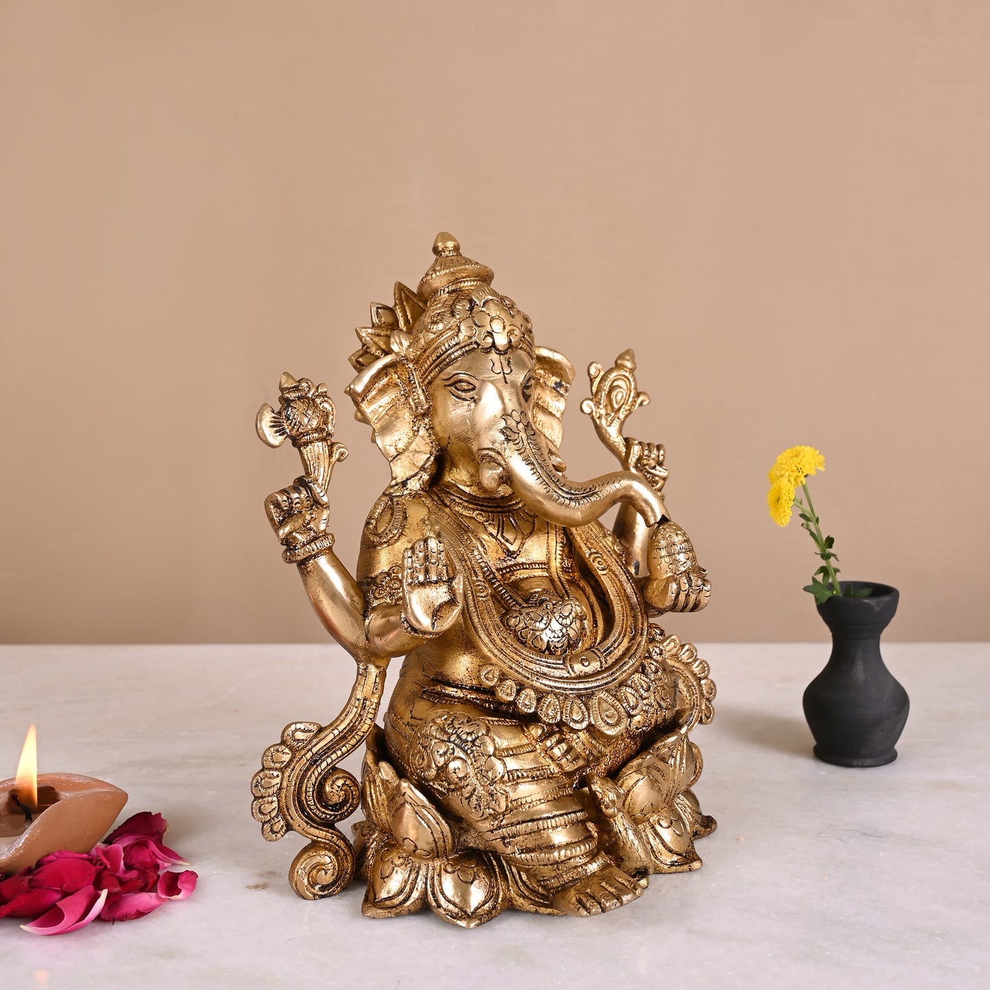 Brass Ganesh Murti (8")