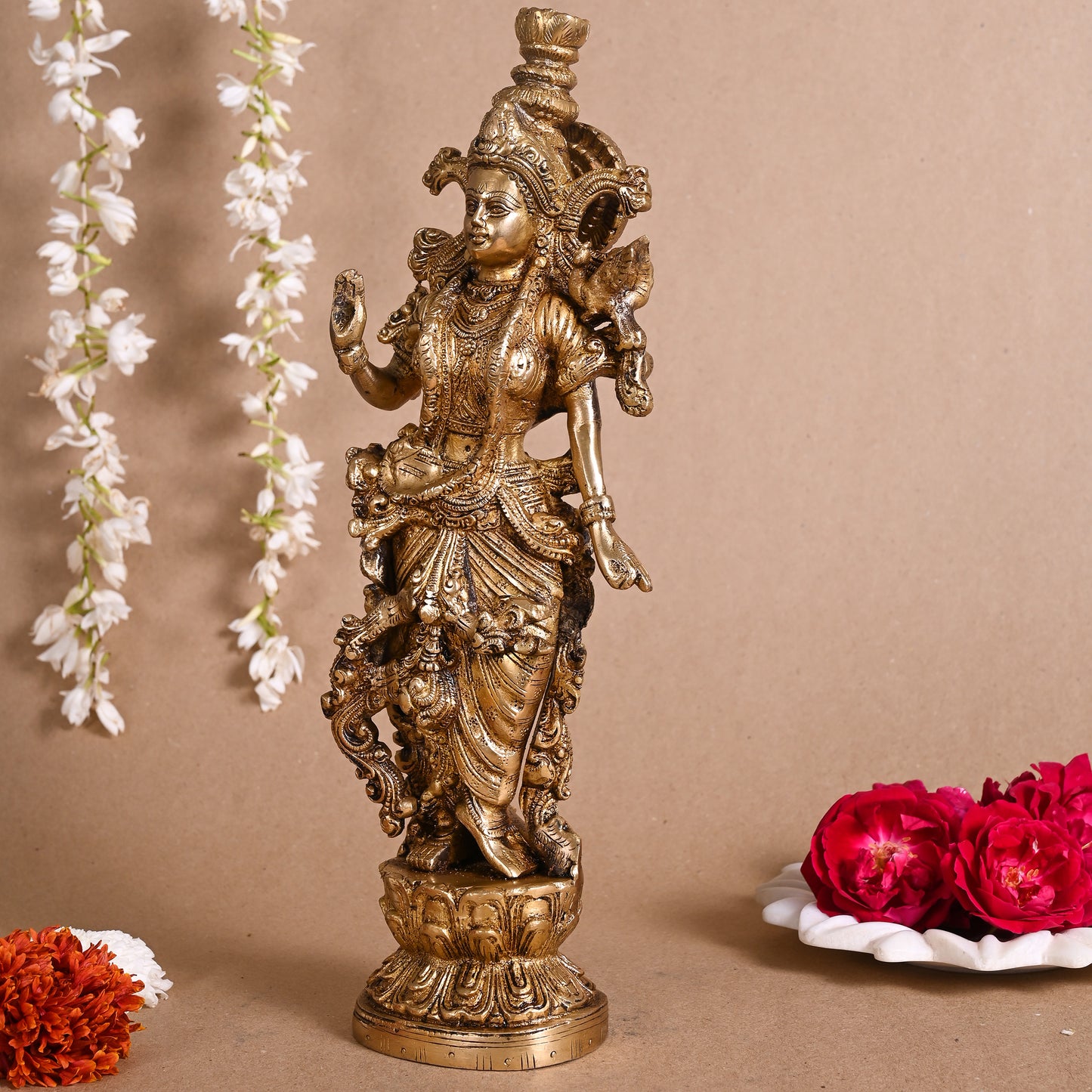 Brass Krishna Statue (14")