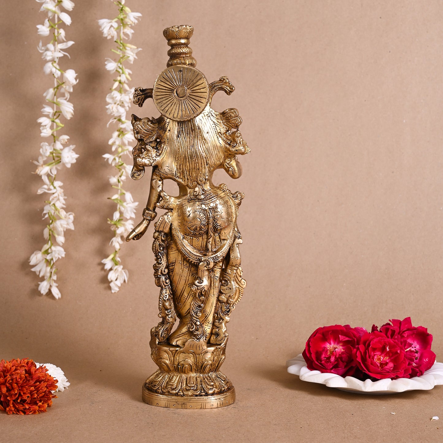 Brass Krishna Statue (14")