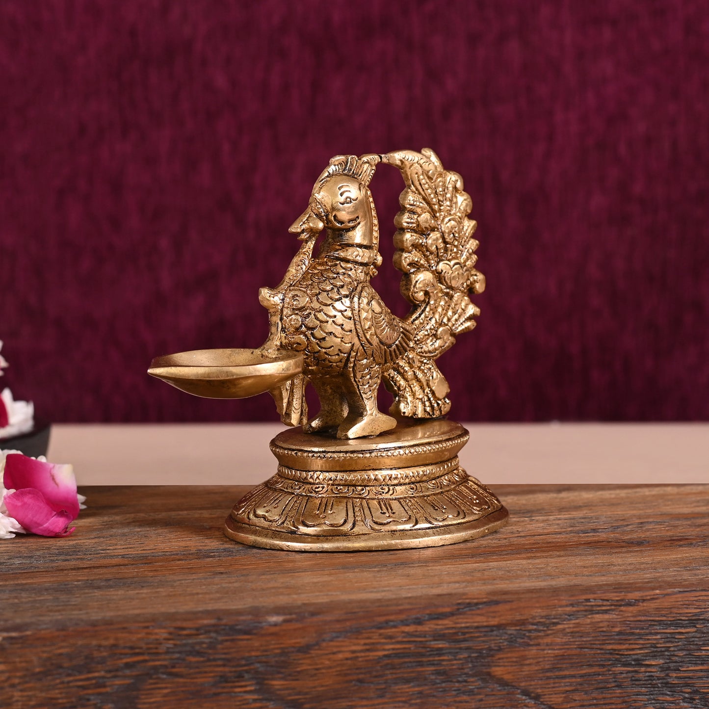 Brass Peacock Diya ( 5" )