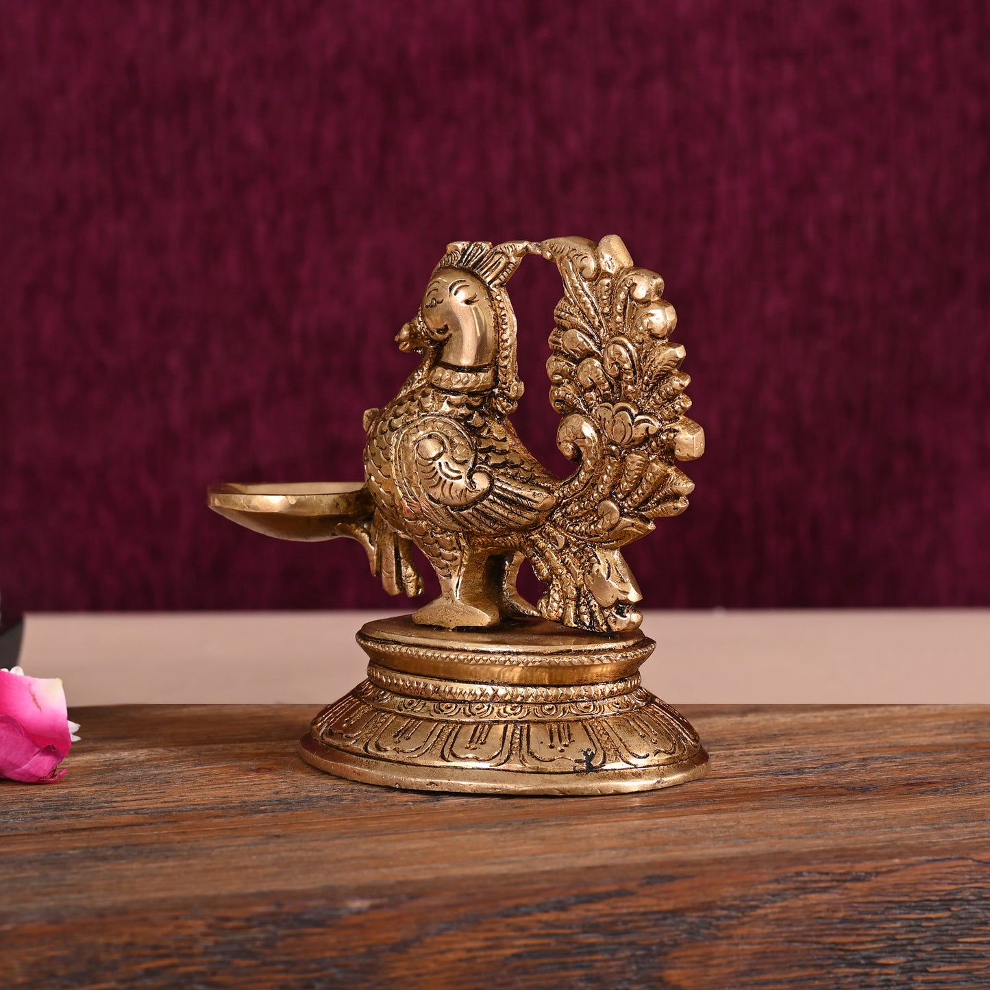 Brass Peacock Diya ( 5" )