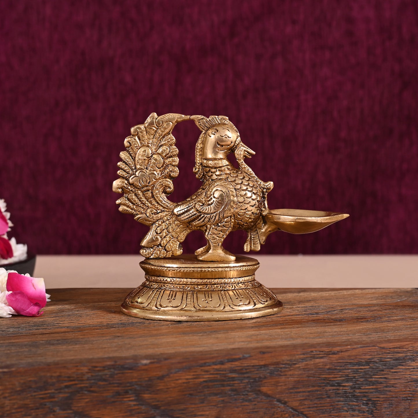 Brass Peacock Diya ( 5" )