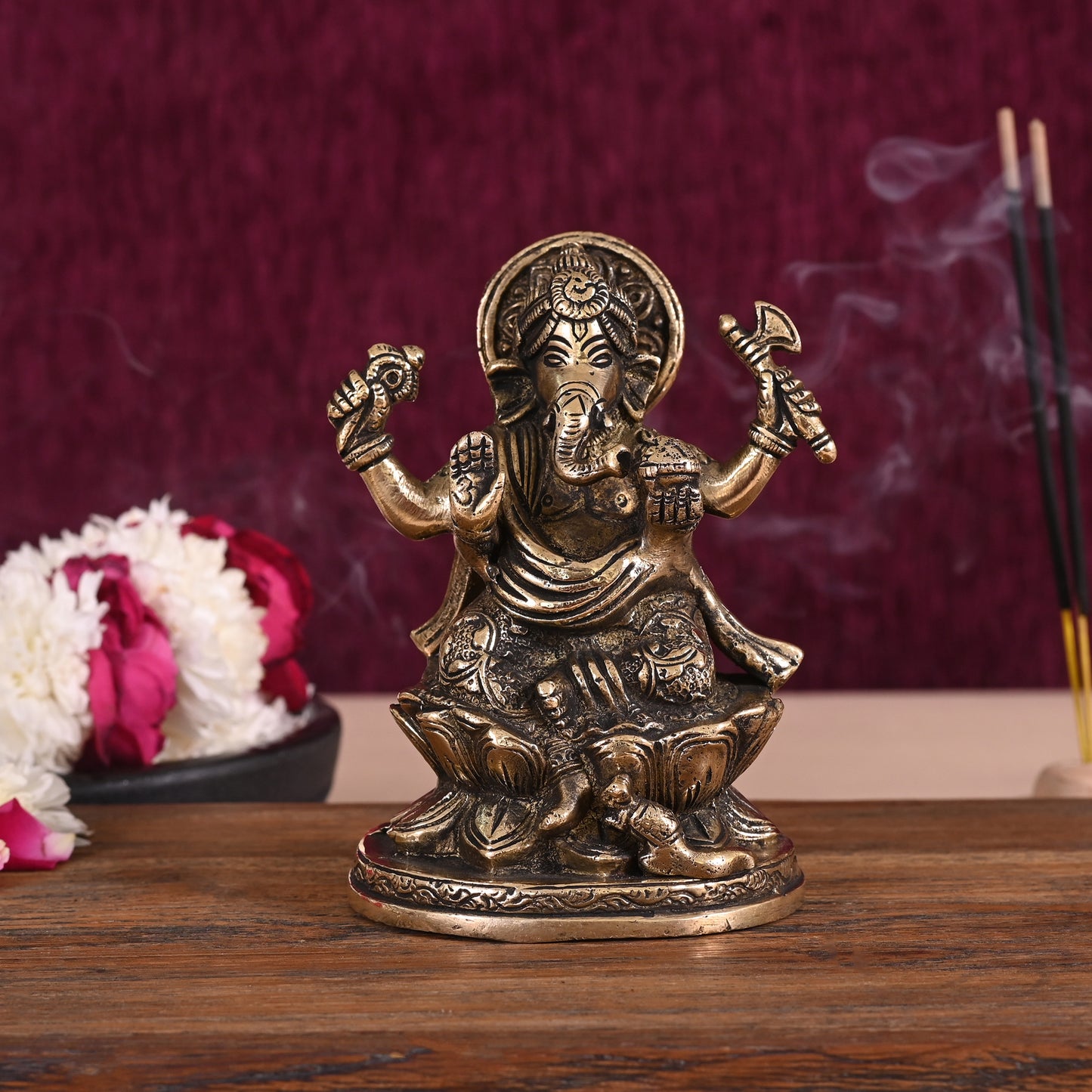 Brass Antique Ganesh Murti (5")