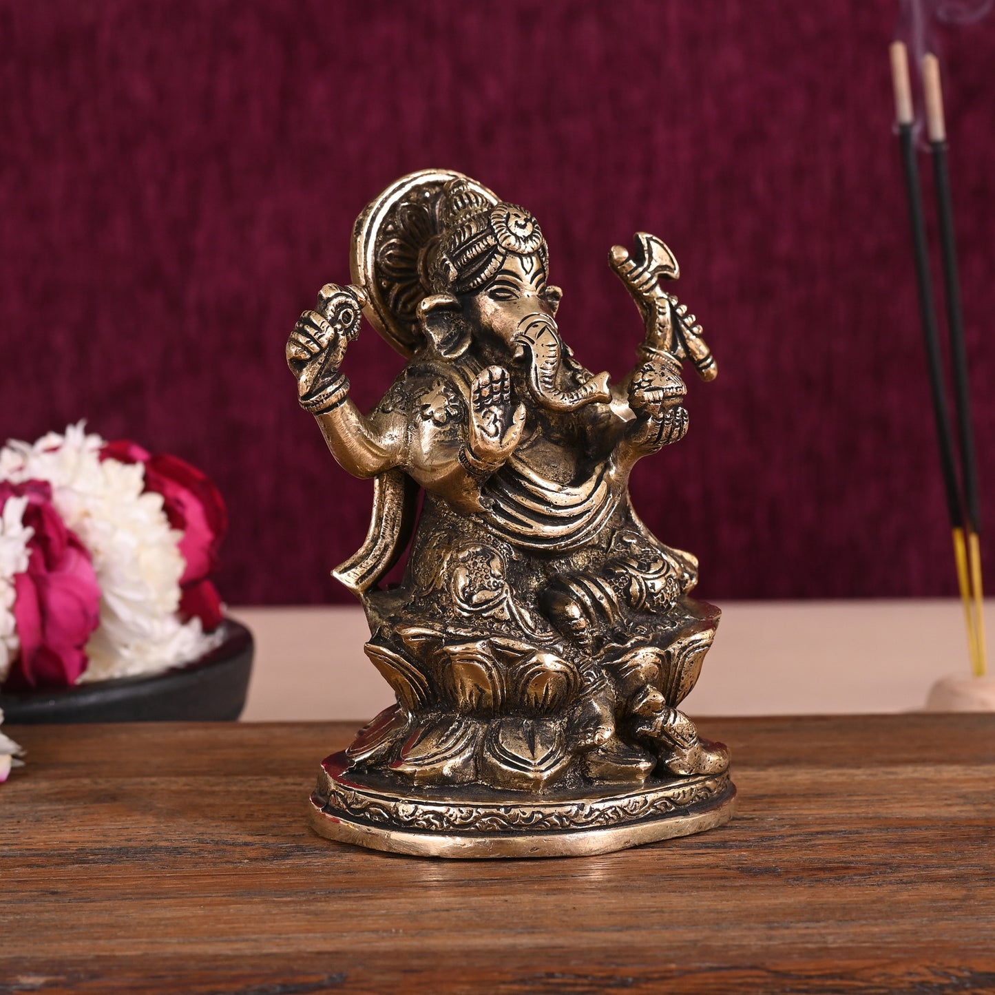 Brass Antique Ganesh Murti (5")