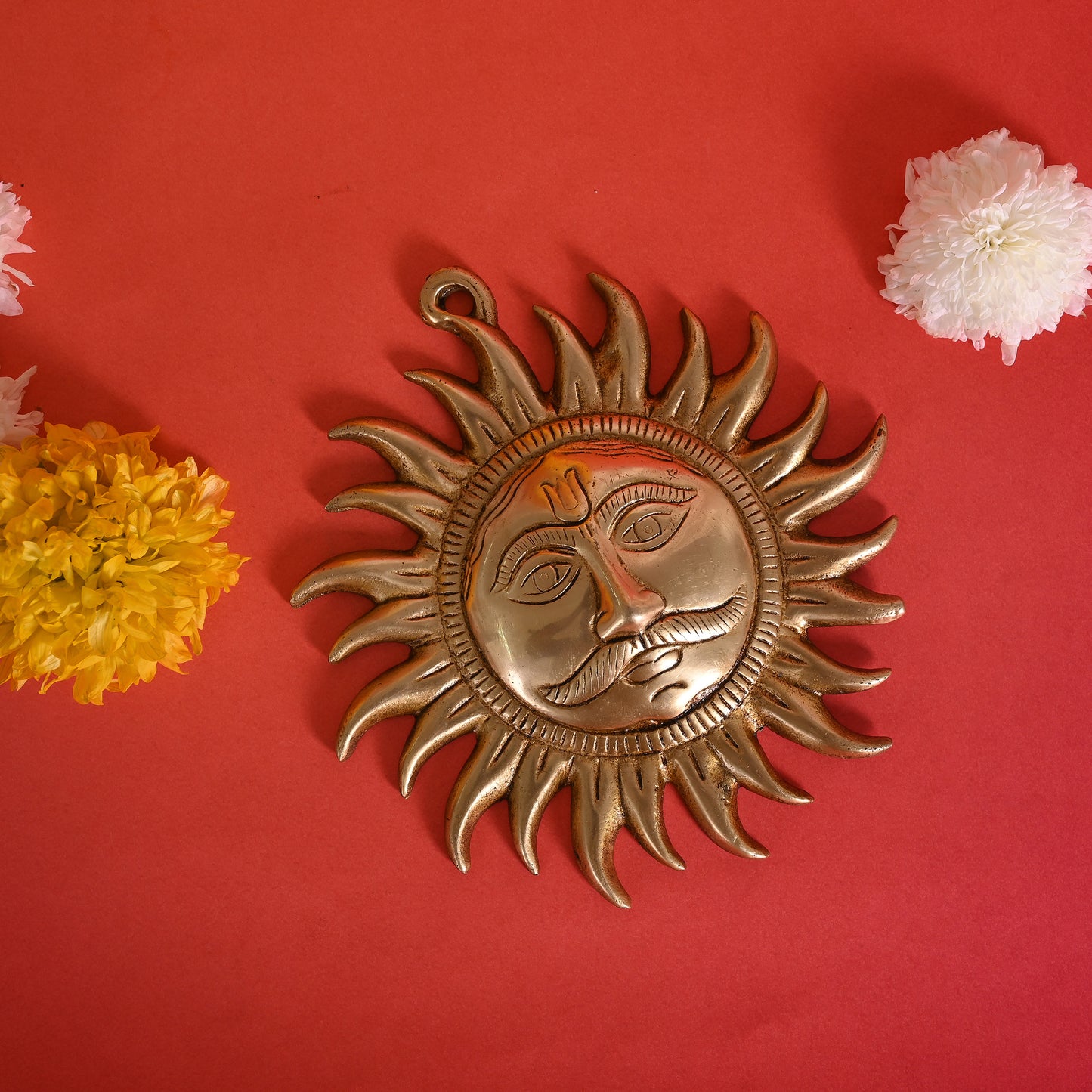 Brass Surya Mukh Wall Hanging ( 7" )