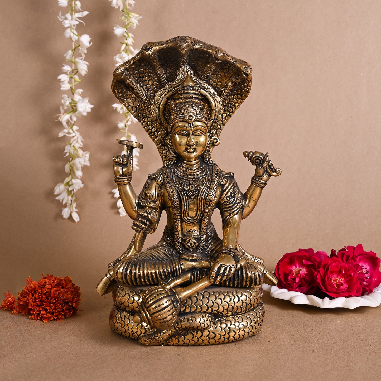 Lord Vishnu Brass Idol (13 ")