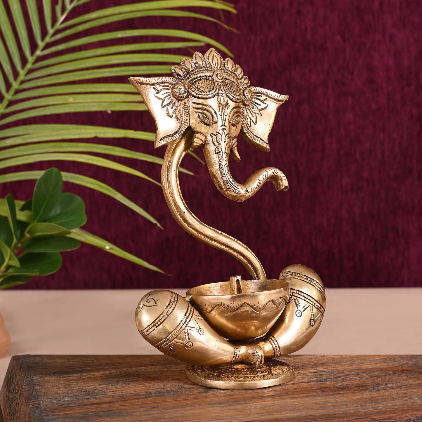 Brass Unique Ganpati idols with Diya ( 7.5" )